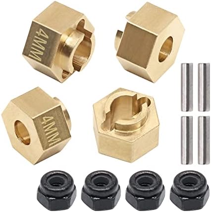 GThele Brass Wheel Hex Hub 4mm & 6mm Extenders Adapter Set & Lock Nuts за 1/18 TRX4M Ажурирање делови RC Crawler Car Car Car