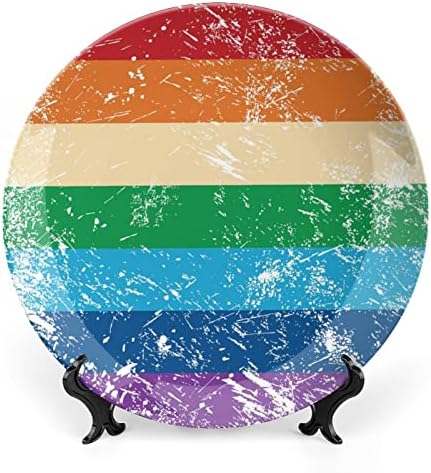 ЛГБТ геј права знаме што виси керамичка декоративна чинија со приказ за приказ Прилагодени годишнини за свадбени подароци за родители на двојки,