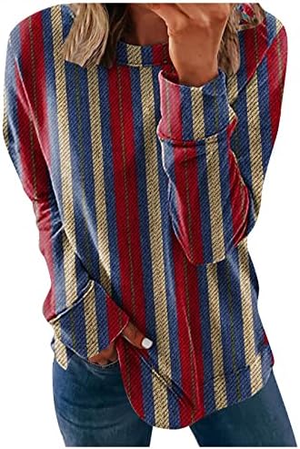 Women'sенска блуза, смешно графичко печатење во U-врат пулвер со долги ракави врвови блуза мека зимска работа блуза
