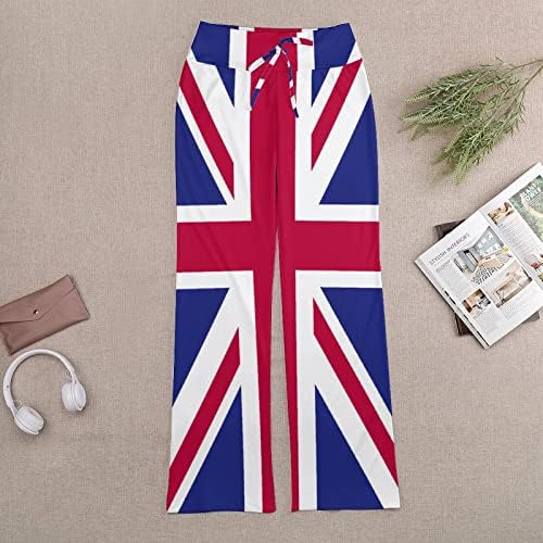 Британско знаме женски широки нозе јога панталони обични лабави џогери со висока половината плус големина салон за џемпери l