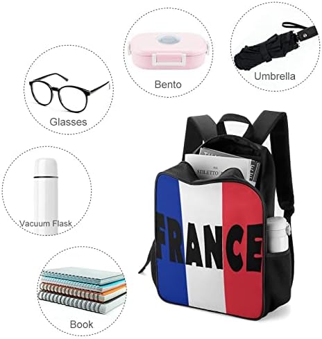 Франс знаме унисекс ранец лесен ден за рамо торба со рамо со џебови со шише со вода
