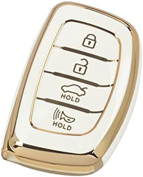 SK Custom Black TPU Gold Edge Smart Key Fob Case Case Case Cover Coveptable со Hyundai Elantra GT Ioniq Electric Hybrid Tucson без клучен влез далечински додатоци