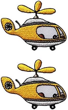 2 компјутери мини жолт авион хеликоптер летачки авион деца цртан филм железо на лепенка извезена лепенка за јакна торбички фармерки ранец