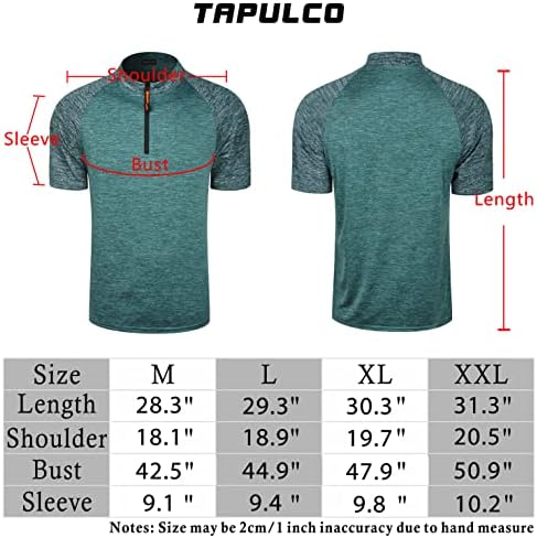Tapulco Mens Quick-сушен активен спортски кошула Технички четвртина патент атлетски пулвер велосипедизам за трчање кошула