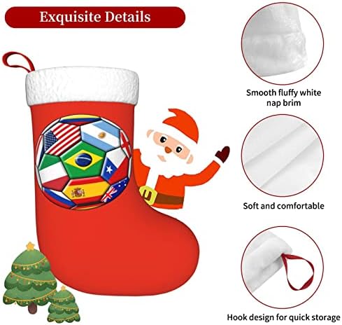 Фудбал на исечоци со разни знамиња Божиќно порибување Божиќни украси за одмор камин виси чорапи 18 инчи чорапи