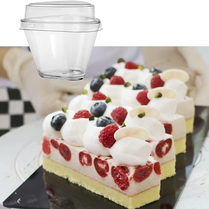 Qixivcom 65ml мини десерт чаша за еднократна употреба про transparentирна чаша со капакот триаголен пластичен чаша за ладен кафе, сирење, млечен