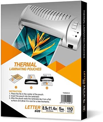 Термички ламинирачки торбички на Еверест - 8,9 x 11,4 инчи - дебелина од 5 мил - 110 торбички - големина на буква