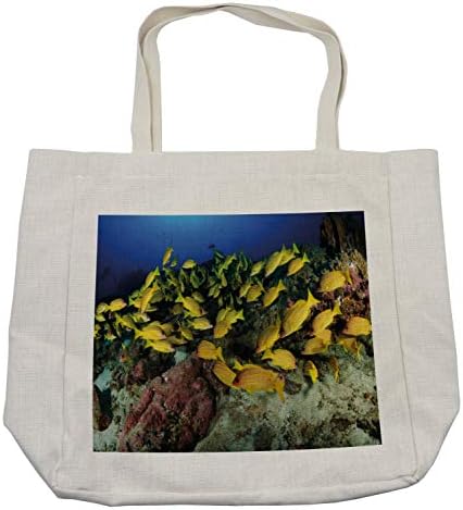 Торба за шопинг на Амбесон Море живот, тропска риба на корал гребен Хавајски океан под, животни во светот, еколошка торба за