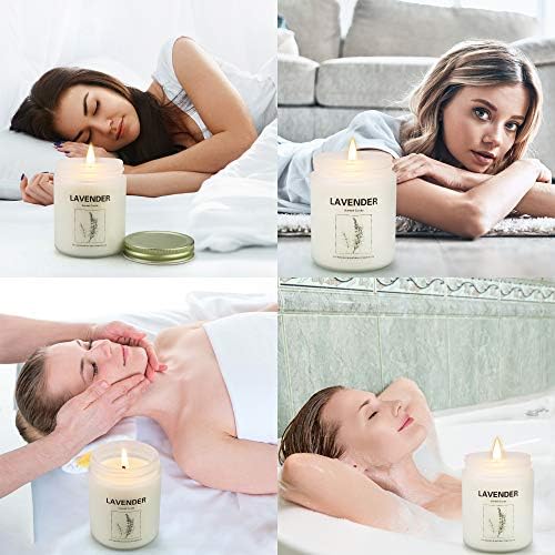 4 пакувачки миризливи свеќи Подароци поставени за жени, свеќи за домашни миризливи, соја свеќа тегла ароматерапија миризнување на