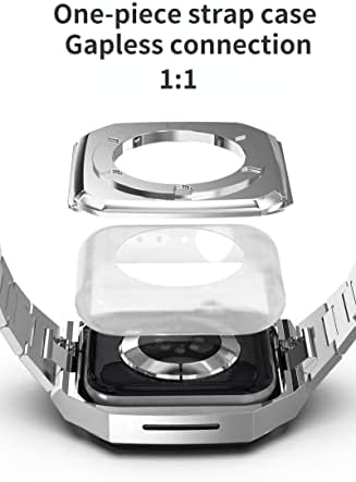 Поставете каиш за метални метални паметни часовници за Apple Watch 45mm Не'рѓосувачки челик за заштита на пад на рачен зглоб за IWatch Series 6 5 4 SE 44mm