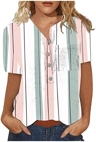 Кошули за жени трендовски жени лето цветни шема на копче за кратки ракави со кратки ракави удобни фустани маици дама копче