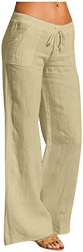 Здфер широки панталони за нозе за жени кои се лекуваат харем панталони памучни постелнина палацо панталони со џебови со џебови
