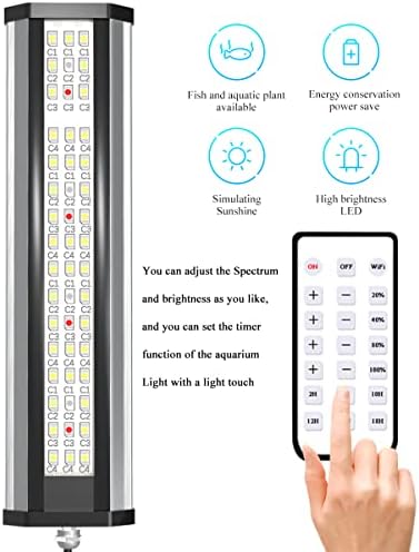 Ломини Аквариум Со Целосен Спектар ЛЕД Светла ЗА Аквариумски Резервоари За Аквариум, Со Продолжен Држач И Комплети За Закачување, Вграден