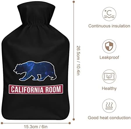 Калифорнија мечка со топла вода шише гума од гума со топло кадифен капак за креветски грчеви во менструална болка 1 литар