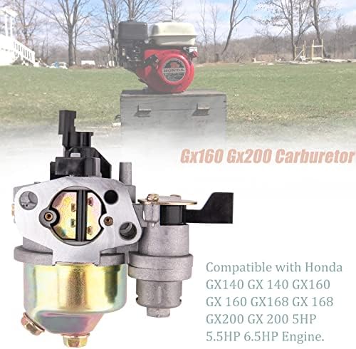 GX160 GX200 карбуратор Компатибилен со Honda GX120 GX140 GX 160 GX168 GX200 5HP 5,5HP 6,5HP мотор, GX160 Carburetor + Recoil Starter + Coil за палење + Air Filter Tune Up Comp