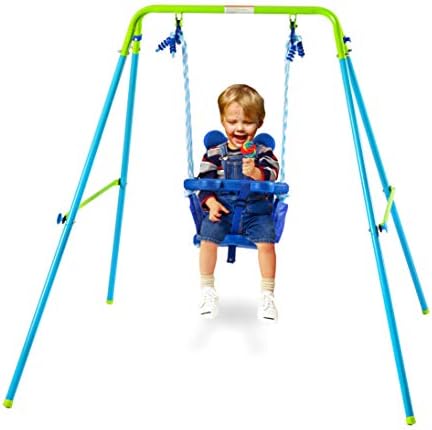 Hysport Toddler Swing Set indoor/Outdoor Metal Swing Set со безбедносен појас за бебешкиот чирлдрен