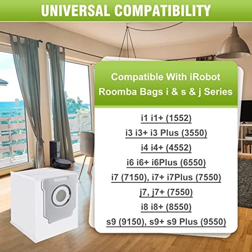 Вакуумски торби со чаос 10 пакувања компатибилни со iRobot Roomba I & S & J серии, за замена I1+ i3+ i4+ i6+ i7+ i7plus j7+ i8+ S9 S9+ вакуум