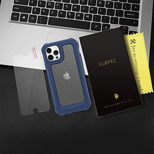 SUPBEC iPhone 12 Pro Max Случај, Заштитен Капак Отпорен На Удари Од Тврди Јаглеродни Влакна со Заштитник на Екранот [x2] [Заштита Од Воено Одделение] [Против Гребење&засилувач; О