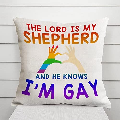 Лезбејски геј напредок гордост виножито фрлање перница покритие Господ е мојот овчар и тој знае дека сум геј перница кутија за перничиња, романтичен декор за перни