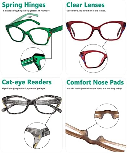 Очила за читање со 5 пакувања за жени дами читатели на дами