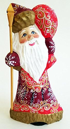 Дома на полска грнчарија 7 висока Божиќна декорација Руска дрвена рака врежана и рачна украсена Дедо Мраз со црвен палто. Направено во Украина