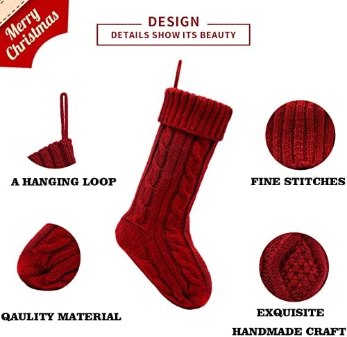 Christmasхаус Божиќни Чорапи, 4 Пакети Персонализирани Божиќни Порибувања 18 Инчи Големи Кабелски Плетени Украси За Чорапи За Семејни