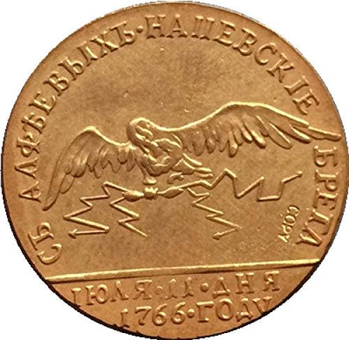 24 - K злато позлатени руски монети 1766 22мм копија копиоуверир новост монета подарок