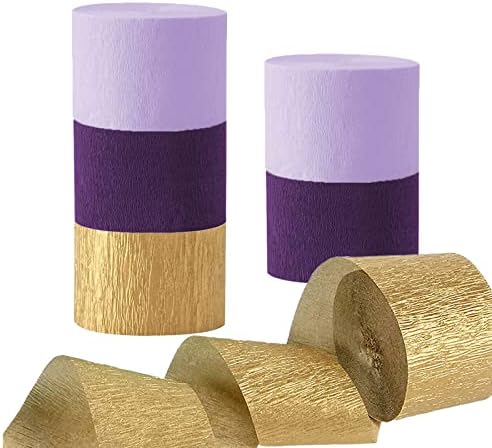 Виолетова Златна Креп Хартија Стримери-6 Ролни