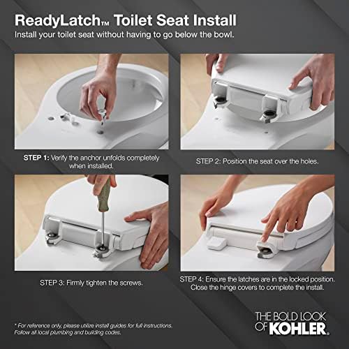 Kohler 26801-96 K-26801-96 Impro ReadyLatch Тивко блиско издолжено тоалетно седиште, бисквит