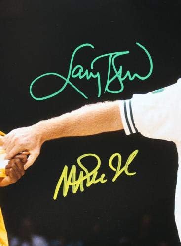 Magic Johnson & Larry Bird потпишаа 16x20 Пензионирана фотографија БАС Бесвета - Автограмирана НБА фотографии