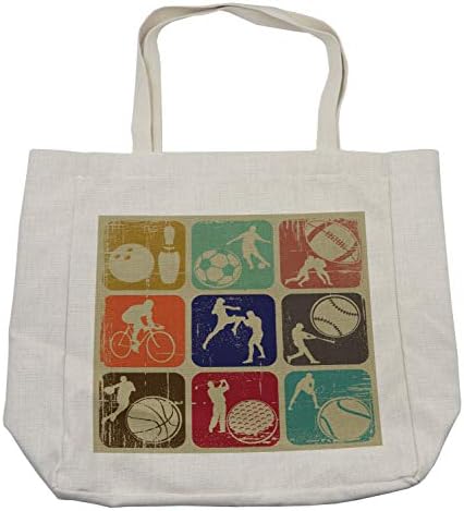 Торба за купување спортски спортови Амбесон, разновидни спортски транспаренти гроздобер гранџ ефект тениски фудбалски боречки спортски