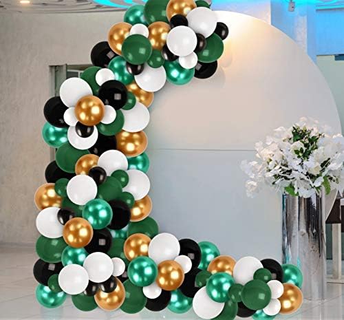2023 Новогодишни Украси Зелен И Црн Балон Венец Комплет Златни И Зелени Балони Бел Балон За Свадба Во Џунгла Свршувачка Забава Бебешки Туш Сафари