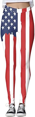 Хеланки со висок Струк За Жени сад 4 јули Без Проѕирна Тенка Контрола На Стомакот Панталони За Вежбање Знаме НА САД