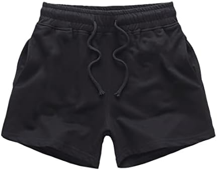 Qibabu mens 5 '' Памук атлетски шорцеви еластични џебови на половината, обични вежби за боди -билдинг салата кратки панталони