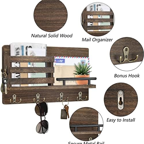 XJJZS дрвена wallидна пошта за складирање на пошта wallид дрвена решетката тремот за складирање на кука за складирање на кука (боја: