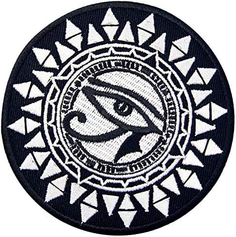 Окото на Хорус и Сонце -печ извезена значка за велосипедисти Апликација на железо на шиење на амблем