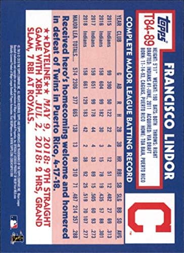 2019 Топс Серија 1 Бејзбол 35-годишнина 1984 ' 84Т84-89 Франциско Линдор Кливленд Индијанци