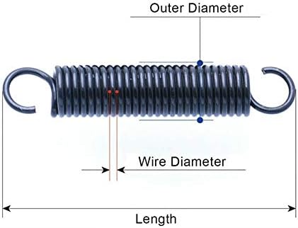 Хардвер пролетен притисок пролетен дијаметар на жицата 2мм затегнување на затегнување со куки челик Мал продолжение Пролетен надворешен