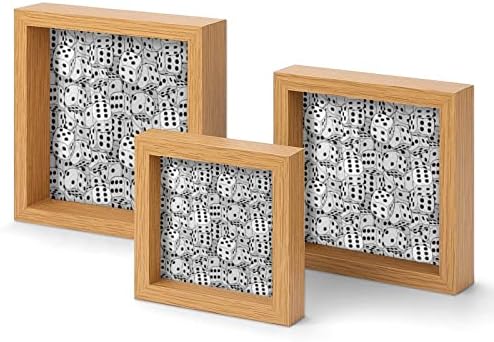Црно -бели коцки дрвена рамка за слика од 3 поставени фото рамки со стакло за декор за приказ на десктоп за дома