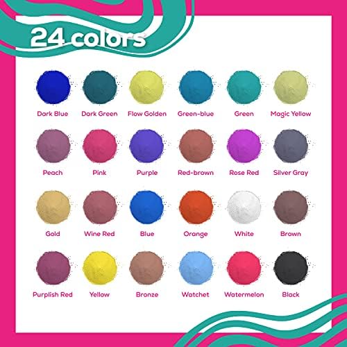 24 бои бисерни мика во прав 5G/0,18oz Секоја торба - природен козметички пигмент за епоксидна смола боја - правење сапун за сапун,