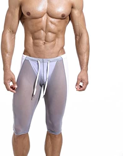 Mufeng Men's Mesh Cool Cool Compression Compression Yoga Thingury Тесни шорцеви гледаат преку фитнес тренингот хеланки за боди -билдинг