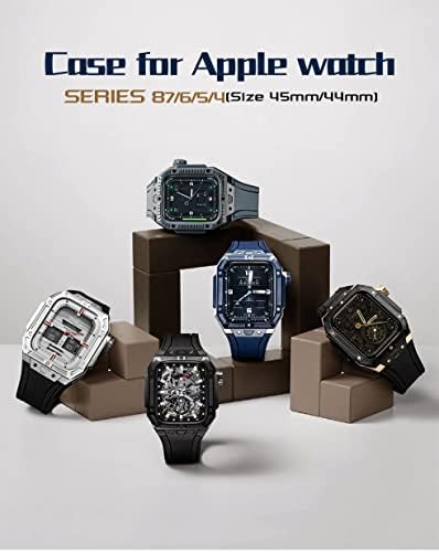 Комплет За Модификација ТРДИБСК за Apple Watch Band 8 7 45mm Мод Случај Од Нерѓосувачки Челик Гумен Ремен Метална Рамка за Iwacth Серија