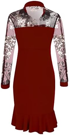 Летен есенски фустан за бистир за женски ракав цветна графичка дупе тенок туничен фустан од каросерија 5д