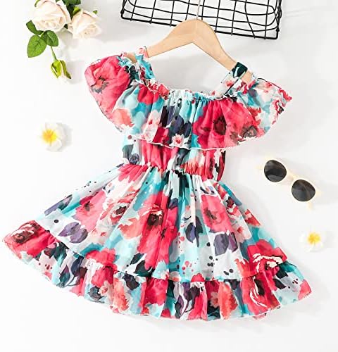 Дете за бебиња девојчиња лето фустан шифон принцеза Туту фустан цветен плажа за облека суспензија здолниште за здолниште мало девојче