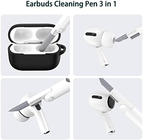 R -Fun AirPods Pro Generation Cover Cover со чистат комплет и совети за замена на уво, целосен заштитен силиконски за Apple AirPods Pro 2019