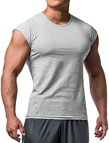 Машки мускули исечени маица краток ракав за боди-билдинг салата за вежбање на врвови памук памук