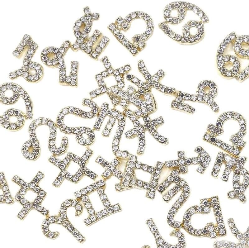 12 соstвездие луксузен сјај на ноктите шарм на ноктите дијамант со rhinestone zodiac стаклена легура на ноктите совети совети декорација
