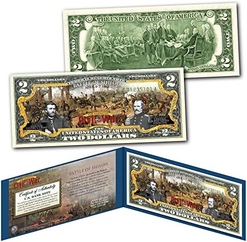 Американската Граѓанска ВОЈНА Битката Кај Шајло Нециркулираше Банкнота Од Два Долари Специјално Издание Колекционерски Држач