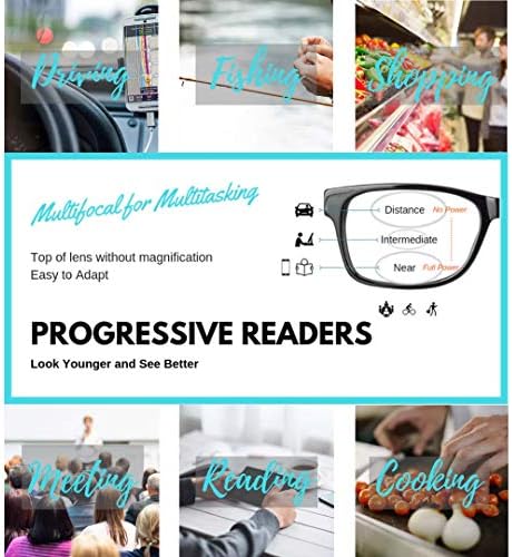 ProEyes Sizzle, Прогресивни Очила За Читање, 0 Моќност На Горниот Објектив, Блокирање На Сина Светлина, Антирефлектирачки