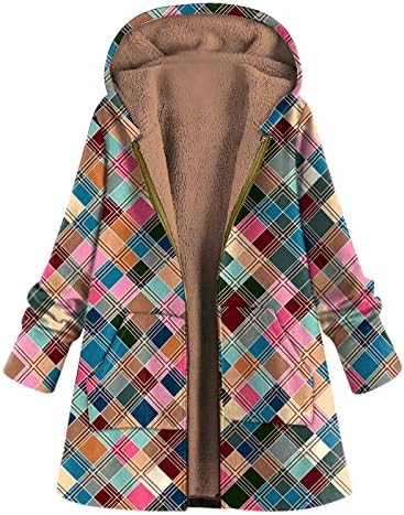Fmchico жени есен зимски палто јакна за слободно печатено качулка плус јакна плус руно палта